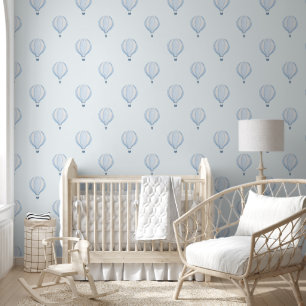 Niedlich Pastel Blue Hot Air Ballon Baby Boy Kinde Tapete
