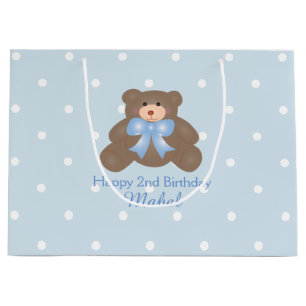 Niedlich Pastel Blue Ribbon Teddy Bären Boy Geburt Große Geschenktüte