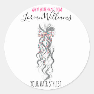 Niedlich Pastel Bride Wavy Friseur Friseur Salon B Runder Aufkleber