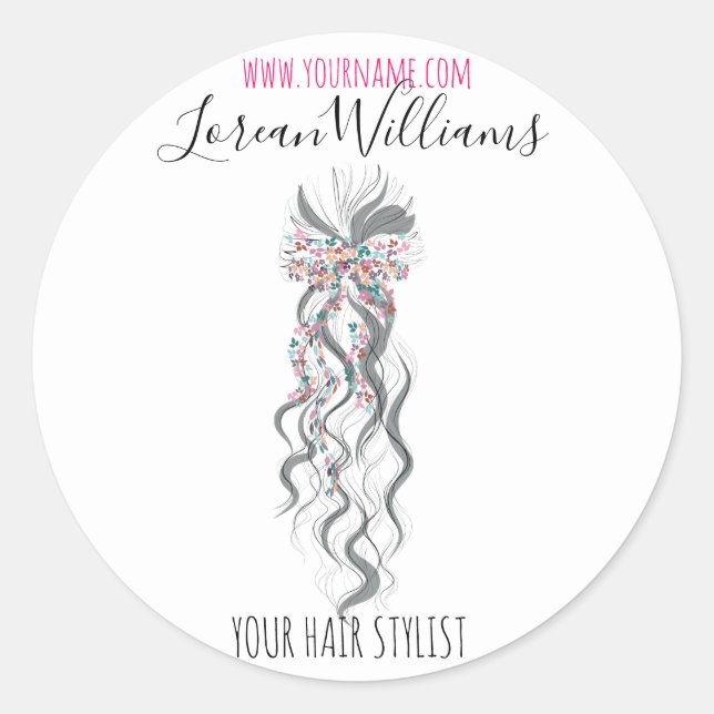 Niedlich Pastel Bride Wavy Friseur Friseur Salon B Runder Aufkleber (Vorderseite)