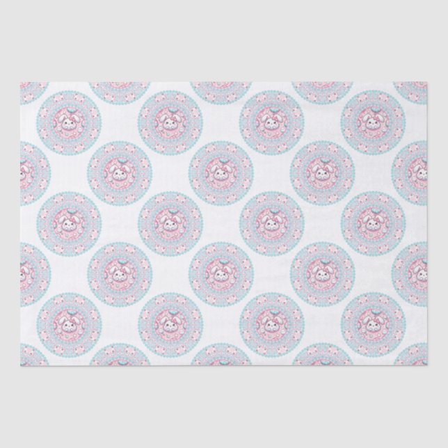 Niedlich Pastel Candy Kawaii Bunny Polka Dot Manda Seidenpapier (Vorderseite)