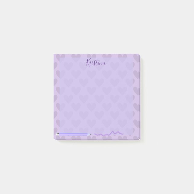 Niedlich Pastel Chic Lavender Personalisiert Post-it Klebezettel (Vorderseite)
