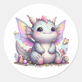Niedlich Pastel Chubby Dino Runder Aufkleber