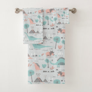 Niedlich Pastel Dinosaur Muster Badhandtuch Set