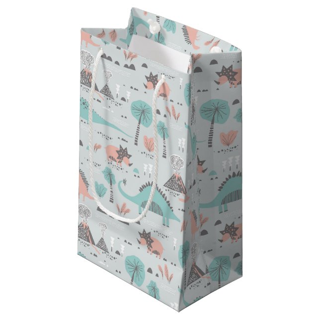 Niedlich Pastel Dinosaur Muster Kleine Geschenktüte (Vorderseite Schrägansicht)
