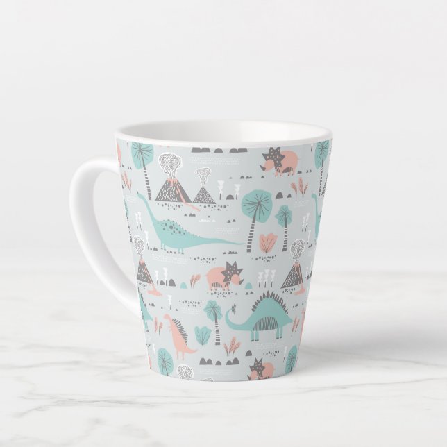 Niedlich Pastel Dinosaur Muster Milchtasse (Linke Ecke)