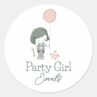 Niedlich Pastel Girl Balloon Runder Aufkleber
