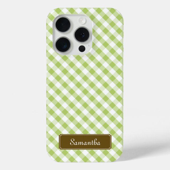 Niedlich Pastel Green Gingham Pattern Case-Mate iPhone Hülle (Rückseite)