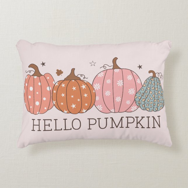 Niedlich Pastel Hello Pumpkin Dekokissen (Vorderseite)