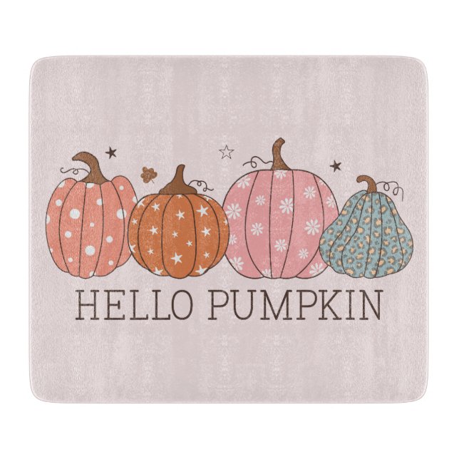 Niedlich Pastel Hello Pumpkin Glass Schneidebrett (Vorderseite)