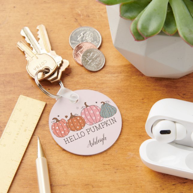 Niedlich Pastel Hello Pumpkin Personalisiert Schlüsselanhänger (Schreibtisch)