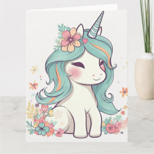 Niedlich Pastel Kawaii Unicorn Karte