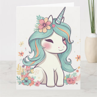 Niedlich Pastel Kawaii Unicorn Karte