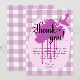 Niedlich Pastel Lila Gingham Baby Dusche Dankeskarte