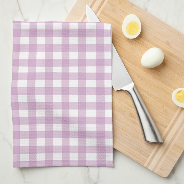 Niedlich Pastel Lila Gingham Geschirrtuch (Viertel Falte)