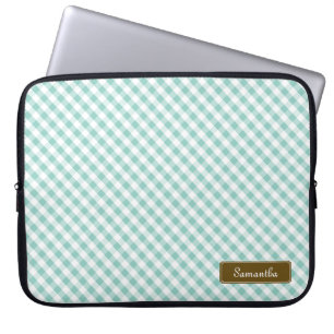 Niedlich Pastel Mint Gingham Pattern Laptopschutzhülle