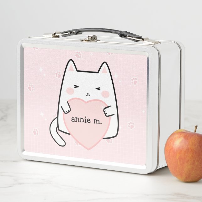 Niedlich Pastel Pink Kat Kawaii Sparkle Kitty Metall Brotdose (Beispiel)