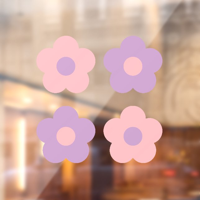 Niedlich Pastel Pink Lila Daisy Blume Fensteraufkleber (Blatt 2)