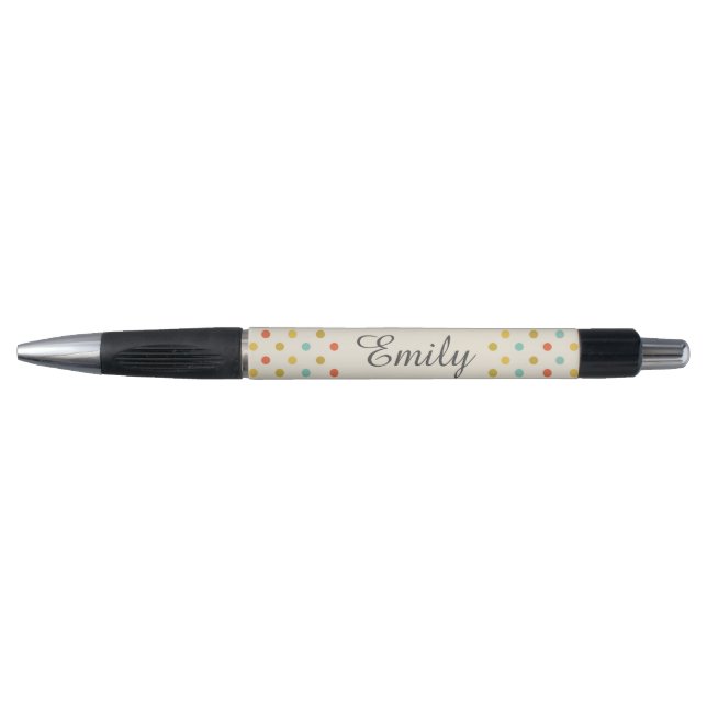 Niedlich Pastel Polka Dot Personalisiert Kugelschreiber (Vorderseite)
