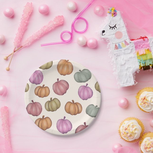 Niedlich Pastel Pumpkin Pastel Muster Party Pappteller (Party)