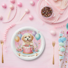 Niedlich Pastel Puppy Labrador - Geburtstag Pappteller