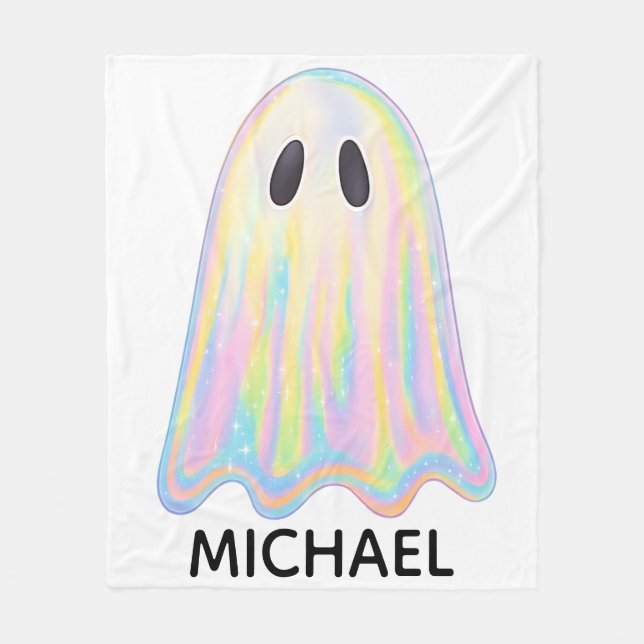 Niedlich Pastel Rainbow Ghost | Ästhetische Spooki Fleecedecke (Vorderseite)