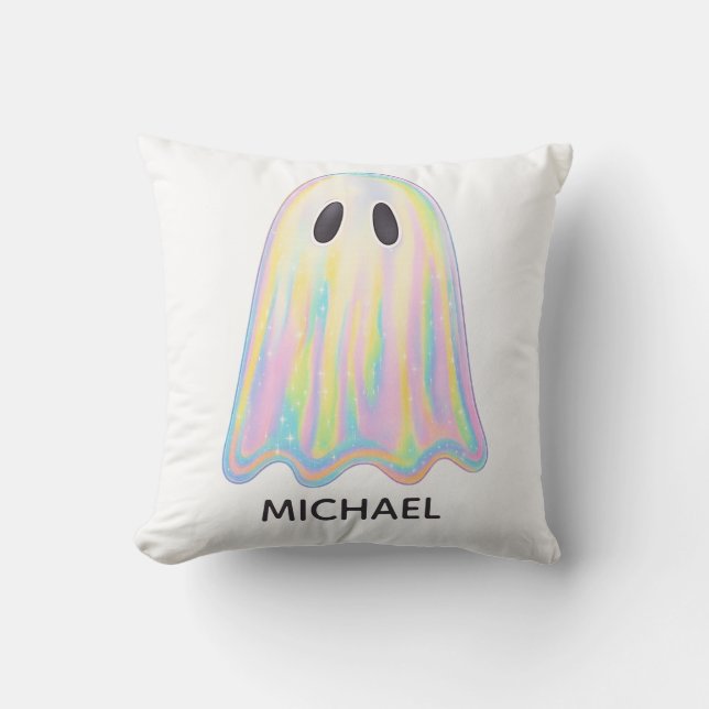 Niedlich Pastel Rainbow Ghost | Ästhetische Spooki Kissen (Vorderseite)