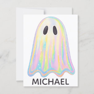 Niedlich Pastel Rainbow Ghost   Ästhetische Spooki Postkarte