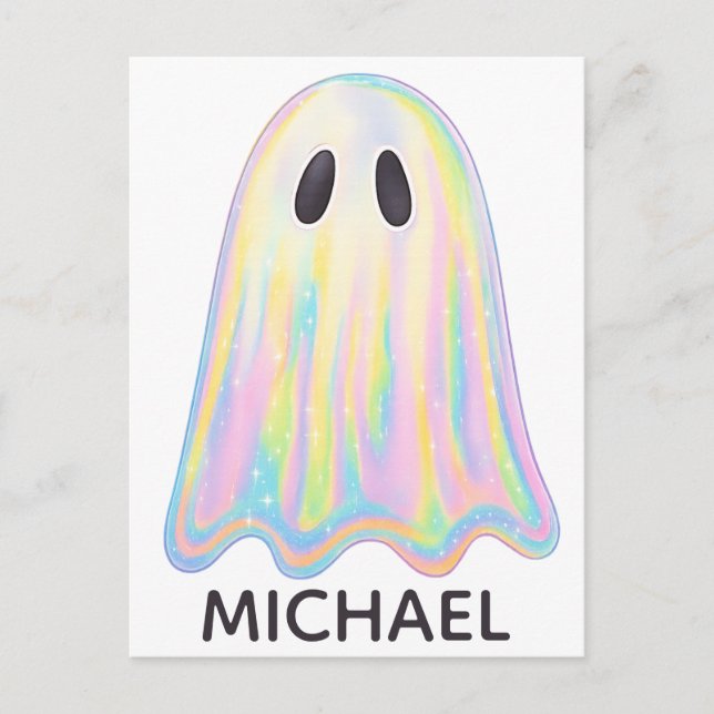 Niedlich Pastel Rainbow Ghost | Ästhetische Spooki Postkarte (Vorderseite)
