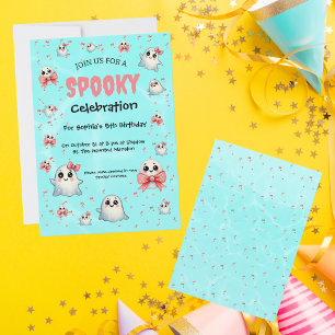 Niedlich Pastel Spooky Ghost Halloween Kindergebur Einladung