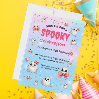 Niedlich Pastel Spooky Ghost Kindergeburtstag Einl Einladung