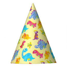Niedlich Pastel Yellow Unisex Baby Dinosaur Geburt Partyhütchen