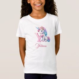 Niedlich Pastellblau, rosa Unicorn Letter Y Monogr T-Shirt