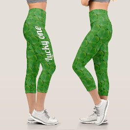 Niedlich Patricks Day Green Irish Lucky Clover Pat Capri Leggings