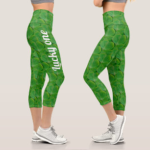 Niedlich Patricks Day Green Irish Lucky Clover Pat Capri Leggings