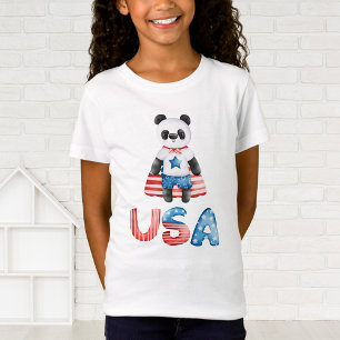 Niedlich Patriotic Panda Superhero T-Shirt