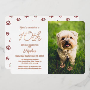Niedlich Paw Prints Geburtstagsparty Foto Rose Gol Folieneinladung