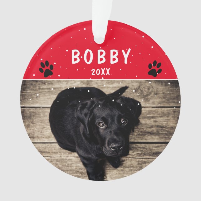 Niedlich Paw Red Dog oder Pet Weihnachten Foto Ornament (Vorderseite)
