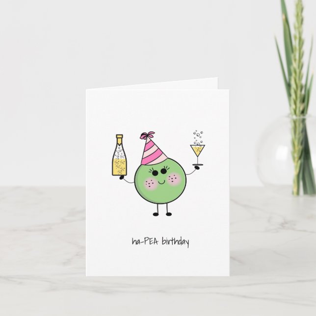Niedlich Pea Birthday Card - Niedlich, Funny, Kawa Karte (Vorderseite)
