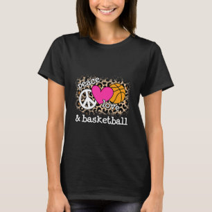 Niedlich Peace Liebe Basketball Leopard Druckfraue T-Shirt