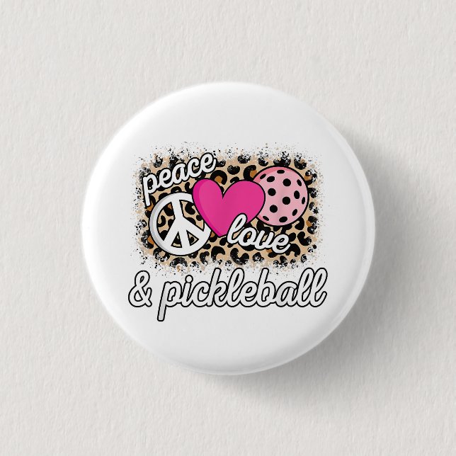 Niedlich Peace Liebe Pickleball Player Funny Pickl Button (Vorderseite)