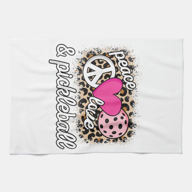 Niedlich Peace Liebe Pickleball Player Funny Pickl Geschirrtuch (Horizontal)