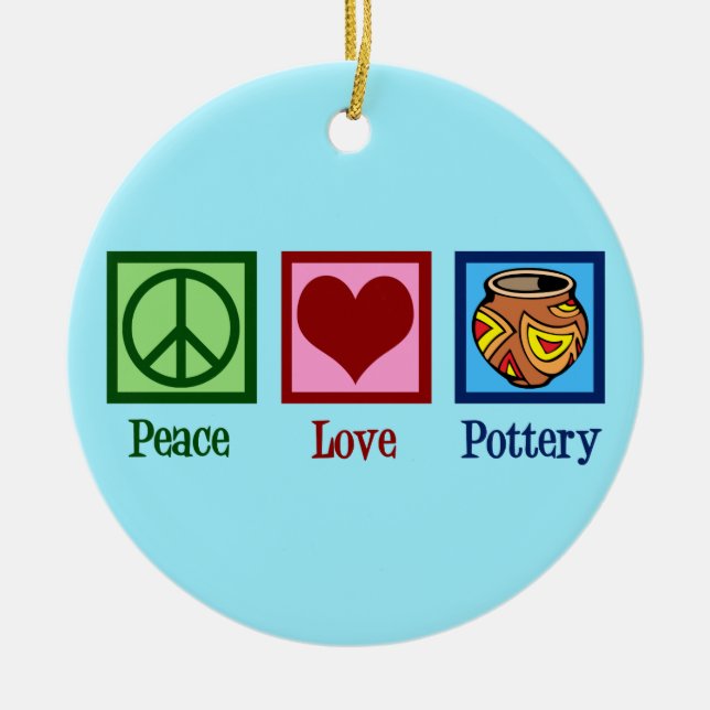 Niedlich Peace Liebe Potterie Keramik Ornament (Vorne)
