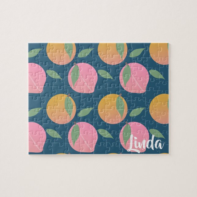 Niedlich Peach Orange Fruchtmuster Pink (Horizontal)