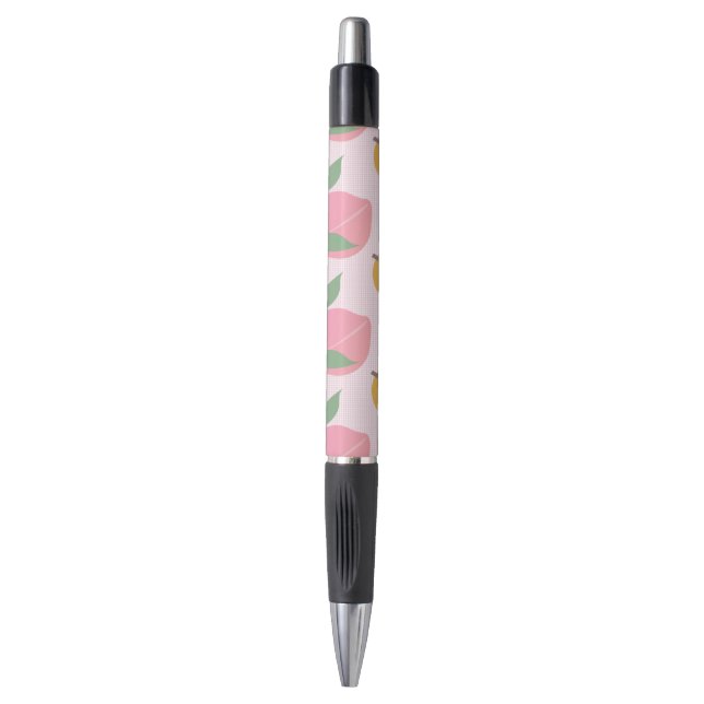 Niedlich Peach Orange Fruchtmuster Pink Kugelschreiber (Vorderseite Vertikal)