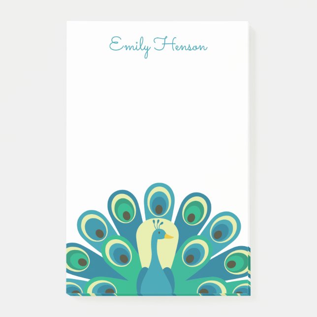 Niedlich Peacock Personalisiert Post-it Notepad Post-it Klebezettel (Vorderseite)
