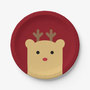 Niedlich Peekaboo Reindeer Holiday Paper Plate Pappteller