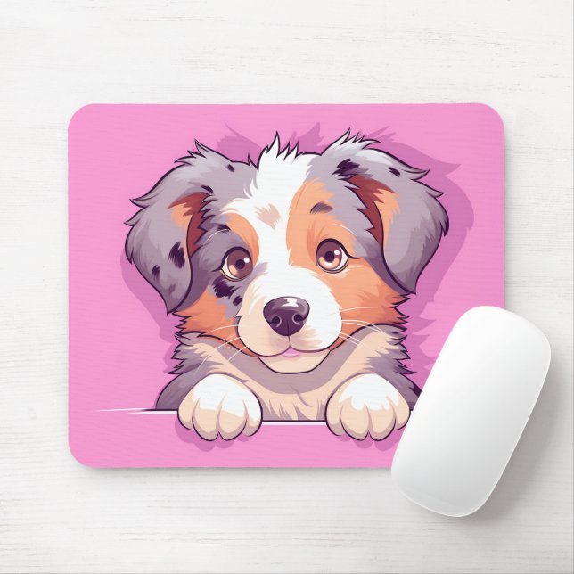 Niedlich Peeking Australian Shepherd Dog Mousepad (Mit Mouse)