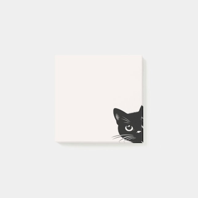 Niedlich Peeking Black Cat Post-it Klebezettel (Vorderseite)