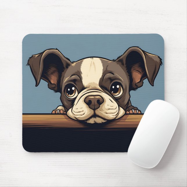 Niedlich Peeking Boston Terrier Dog Mousepad (Mit Mouse)